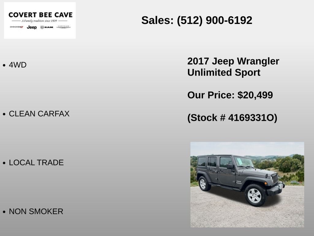 2017 Jeep Wrangler Unlimited Sport