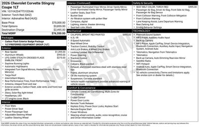 2026 Chevrolet Corvette Stingray 1LT