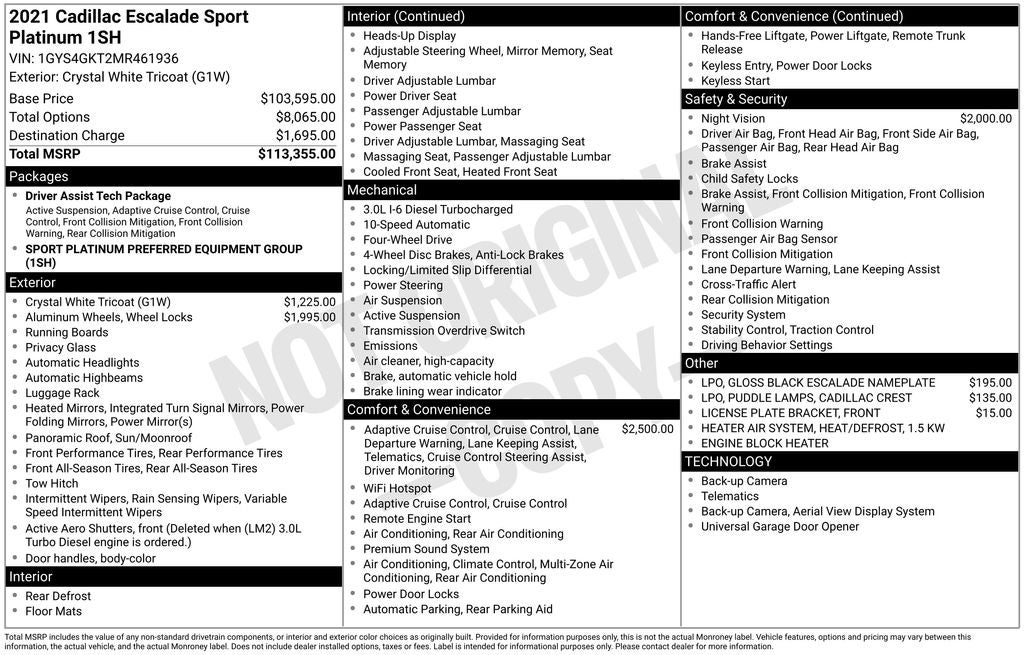 2021 Cadillac Escalade Sport Platinum