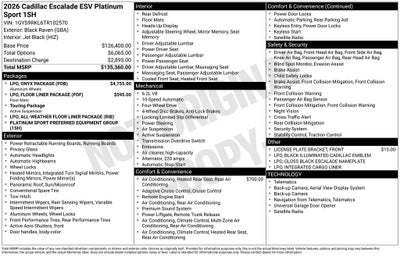 2026 Cadillac Escalade ESV Platinum Edition