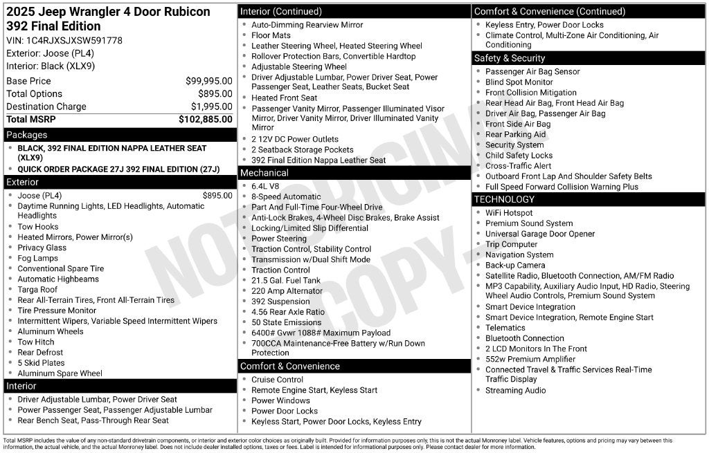 2025 Jeep Wrangler Rubicon 392