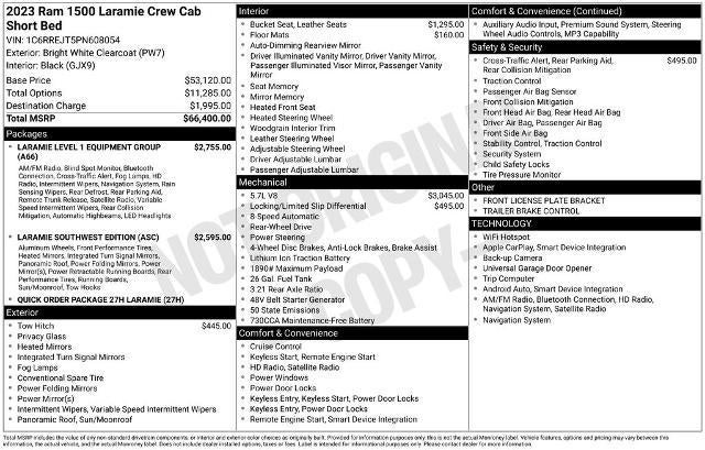 2023 RAM 1500 Laramie 4x2 Crew Cab 5'7" Box