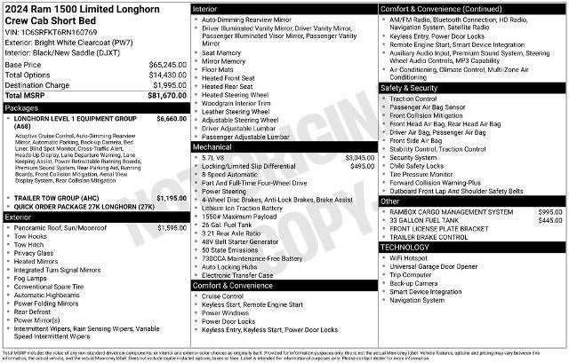 2024 RAM 1500 Longhorn 4x4 Crew Cab 5'7" Box