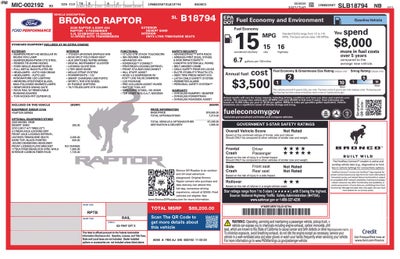 2025 Ford Bronco Raptor 4 Door Advanced 4x4