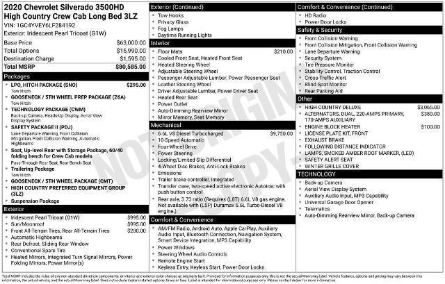 2020 Chevrolet Silverado 3500 HD Crew Cab Long Box 4-Wheel Drive High Country