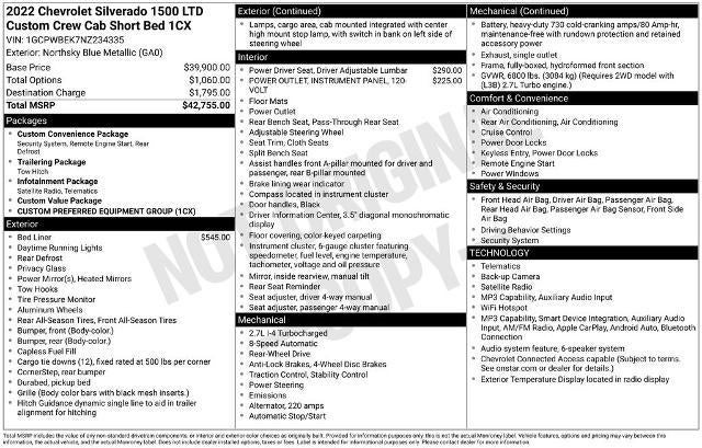 2022 Chevrolet Silverado 1500 LTD Crew Cab Short Box 2-Wheel Drive Custom