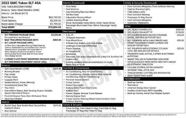 2022 GMC Yukon 4WD 4dr SLT