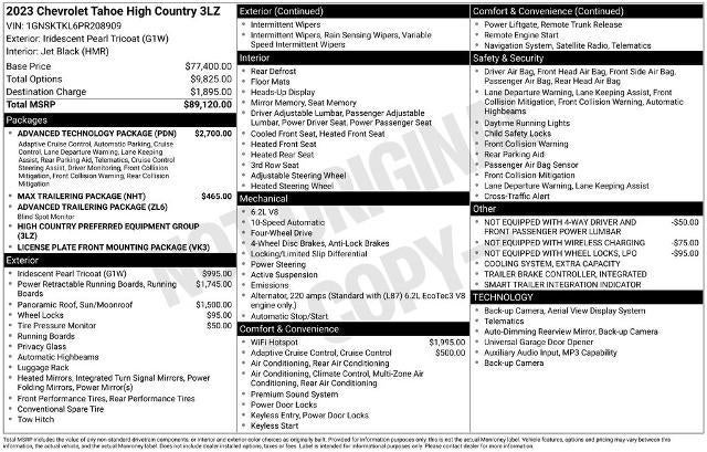 2023 Chevrolet Tahoe 4WD High Country