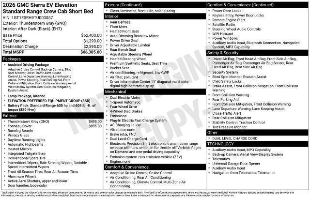 2026 GMC Sierra EV e4WD Crew Cab Standard Range Elevation