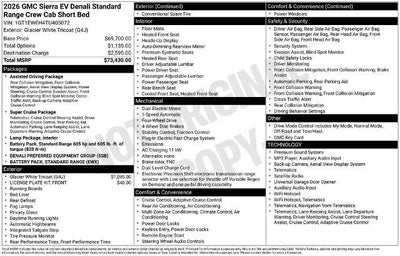2026 GMC Sierra EV e4WD Crew Cab Standard Range Denali