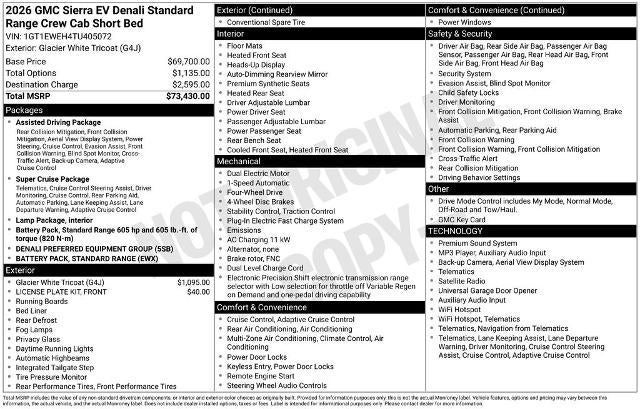2026 GMC Sierra EV e4WD Crew Cab Standard Range Denali