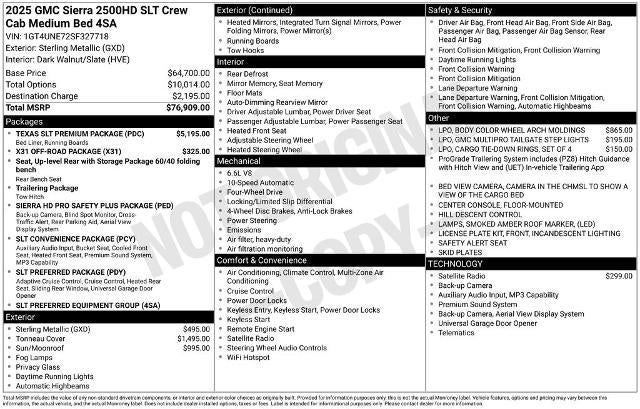 2025 GMC Sierra 2500 HD Crew Cab Standard Box 4-Wheel Drive SLT