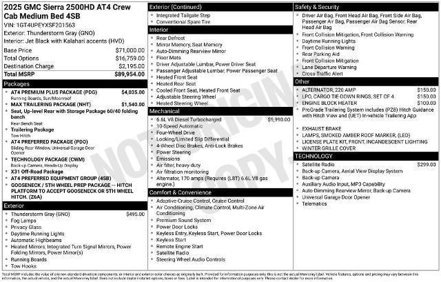 2025 GMC Sierra 2500 HD Crew Cab Standard Box 4-Wheel Drive AT4