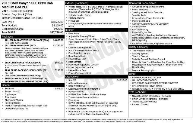2015 GMC Canyon Crew Cab Short Box 2-Wheel Drive SLE