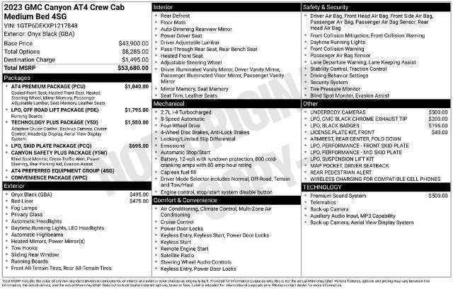 2023 GMC Canyon Crew Cab Short Box 4-Wheel Drive AT4