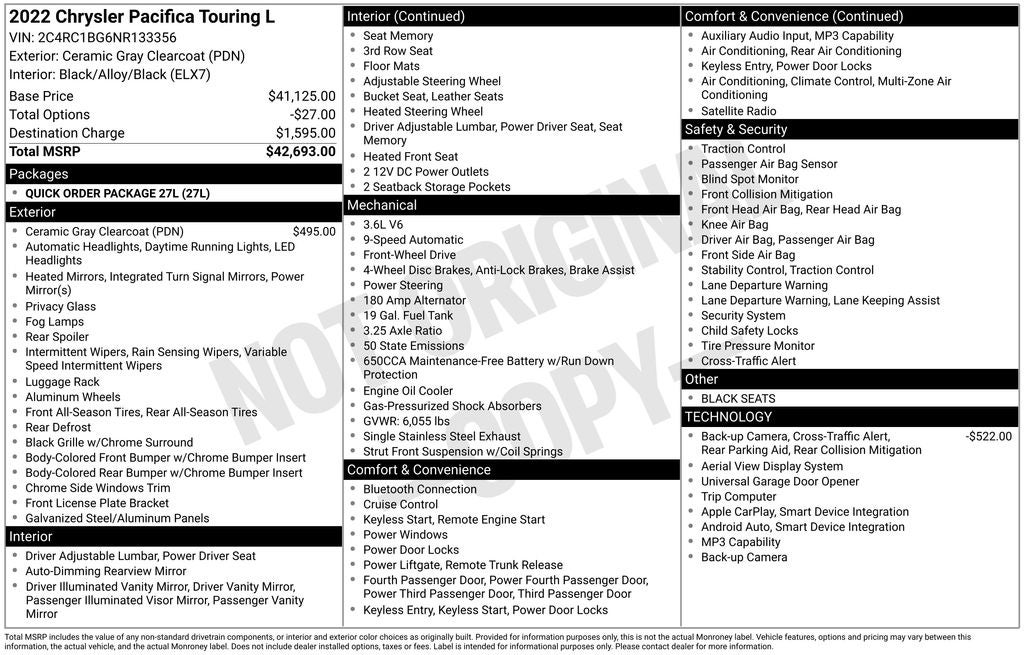 2022 Chrysler Pacifica Touring L FWD