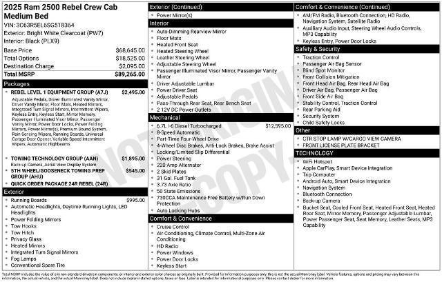 2025 RAM 2500 Rebel 4x4 Crew Cab 6'4" Box