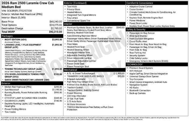 2026 RAM 2500 Laramie 4x4 Crew Cab 6'4" Box