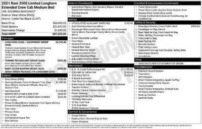 2021 RAM 3500 Longhorn 4x4 Mega Cab 6'4" Box
