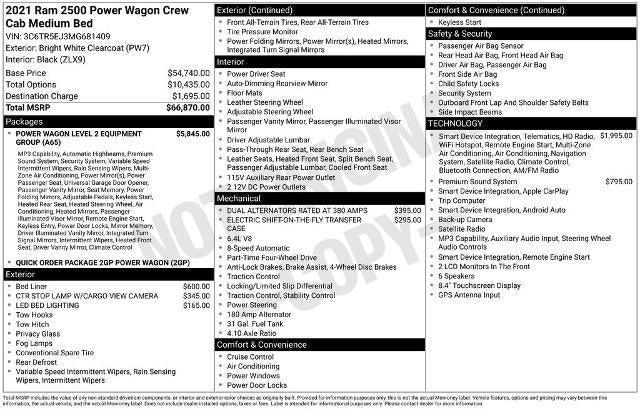 2021 RAM 2500 Power Wagon 4x4 Crew Cab 6'4" Box