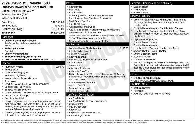 2024 Chevrolet Silverado 1500 Crew Cab Short Box 2-Wheel Drive Custom