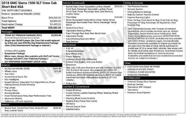 2018 GMC Sierra 1500 Crew Cab Short Box 2-Wheel Drive SLT