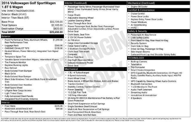 2016 Volkswagen Golf SportWagen 4dr Auto TSI S