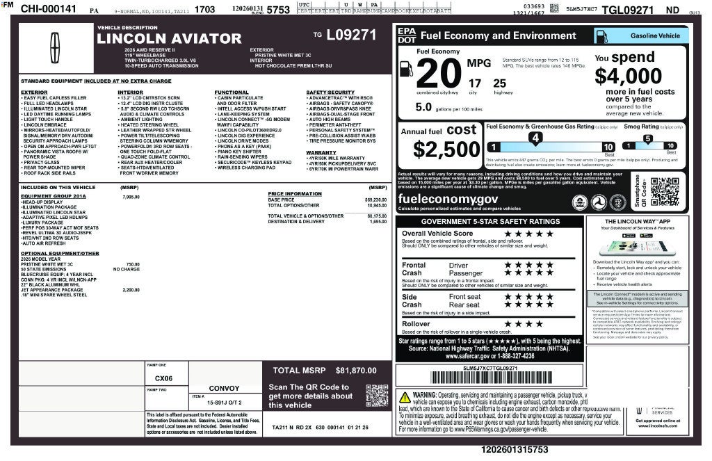 2026 Lincoln Aviator Reserve