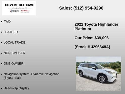 2022 Toyota Highlander Platinum AWD (Natl)