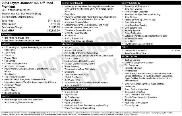 2024 Toyota 4Runner TRD Off Road Premium 4WD (Natl)