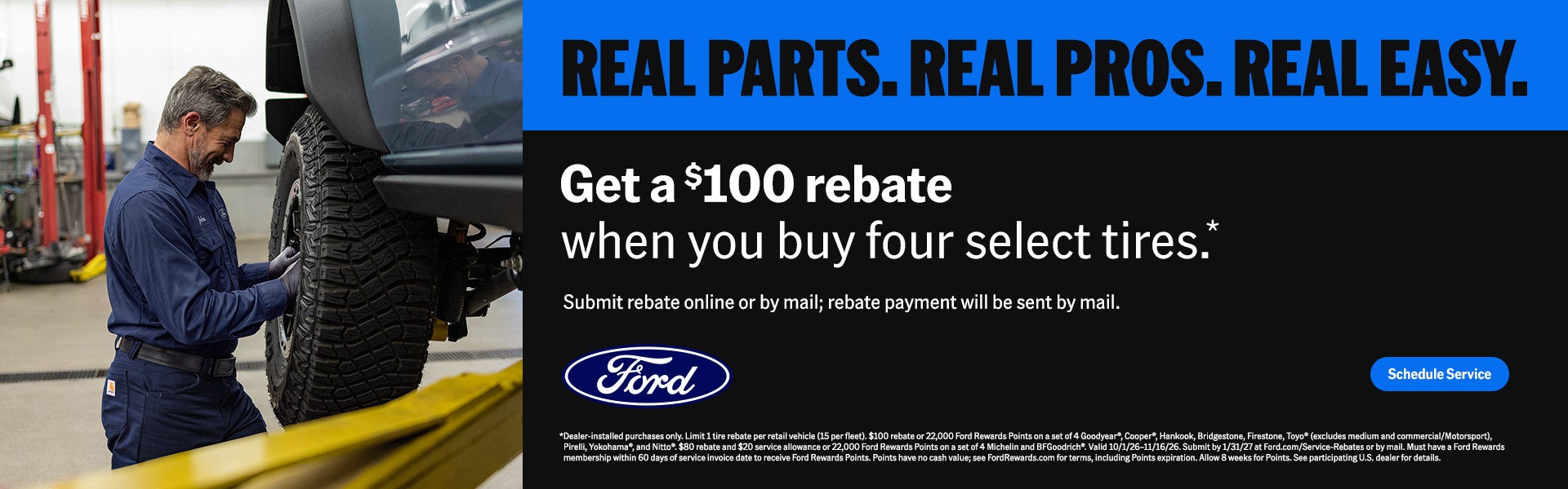 Get a $100 rebate when you buy four select tires.*